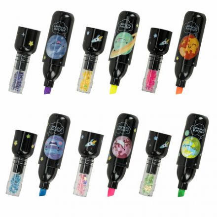 Набор текстовыделителей 6 НЕОНОВЫХ ЦВЕТОВ, ЮНЛАНДИЯ "КОСМОС", линия 1-5 мм, 152512