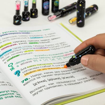 Набор текстовыделителей 6 НЕОНОВЫХ ЦВЕТОВ, ЮНЛАНДИЯ "КОСМОС", линия 1-5 мм, 152512