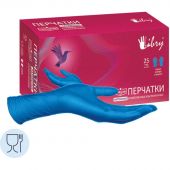 Перчатки одноразовые латекс Libry High Risk  синие (M) 25пар./уп,ПС