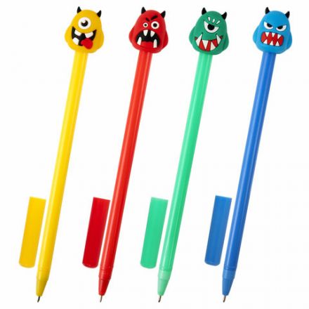 Ручка с топпером шариковая ЮНЛАНДИЯ "Монстрик", корпус ассорти, СИНЯЯ, пишущий узел 0,7 мм, 143798 Ручка с топпером шариковая ЮНЛАНДИЯ "Монстрик", корпус ассорти, СИНЯЯ, пишущий узел 0,7 мм, 143798