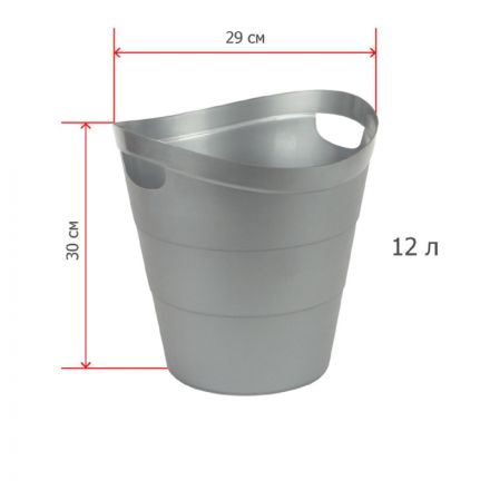 Корзина для мусора с ручками Uniplast 12 л пластик серая (29х30 см) Корзина для мусора с ручками Uniplast 12 л пластик серая (29х30 см)