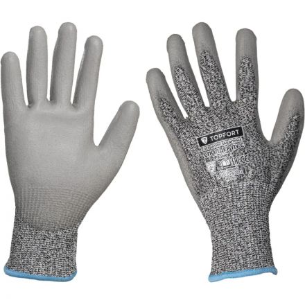 Перчатки защитные от порезов TopFort Сполдер ПУ C с ПУ покрытием р.10