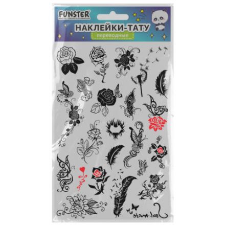 Наклейки-тату переводные "Ассорти", 29х15,5 см, ассорти 12 видов, FUNSTER (ФАНСТЕР), 666106 Наклейки-тату переводные "Ассорти", 29х15,5 см, ассорти 12 видов, FUNSTER (ФАНСТЕР), 666106