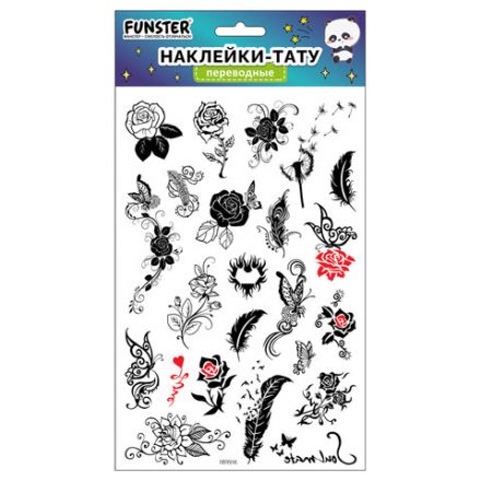 Наклейки-тату переводные "Ассорти", 29х15,5 см, ассорти 12 видов, FUNSTER (ФАНСТЕР), 666106 Наклейки-тату переводные "Ассорти", 29х15,5 см, ассорти 12 видов, FUNSTER (ФАНСТЕР), 666106