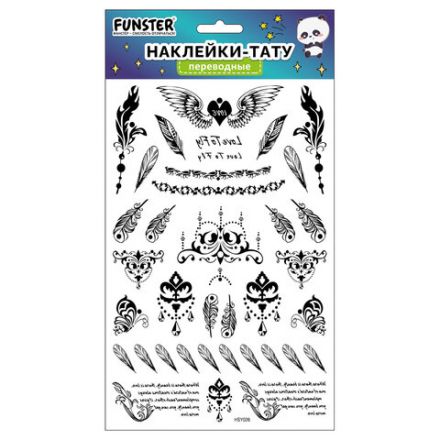 Наклейки-тату переводные "Ассорти", 29х15,5 см, ассорти 12 видов, FUNSTER (ФАНСТЕР), 666106 Наклейки-тату переводные "Ассорти", 29х15,5 см, ассорти 12 видов, FUNSTER (ФАНСТЕР), 666106