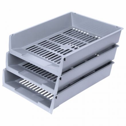 Лотки горизонтальные для бумаг, КОМПЛЕКТ 3 шт., 340х270х70 мм, серый, BRAUBERG "Office", 237256 Лотки горизонтальные для бумаг, КОМПЛЕКТ 3 шт., 340х270х70 мм, серый, BRAUBERG "Office", 237256