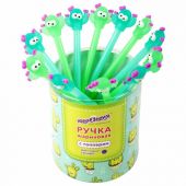 Ручка с топпером шариковая ЮНЛАНДИЯ "Цветущий кактус", корпус ассорти, СИНЯЯ, пишущий узел 0,7 мм, 143781