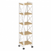 Loft Стеллаж на колесных опорах-5 полок VR.L-MST.K-5.4 Тиквуд светлый/Белый металл 400*400*1704