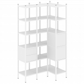 Loft Угловой внутренний стеллаж наборный VR.L-35 Белый бриллиант/Белый металл 1278*862*2280 Loft Угловой внутренний стеллаж наборный VR.L-35 Белый бриллиант/Белый металл 1278*862*2280