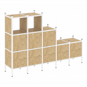 Loft Прямой стеллаж наборный VR.L-19 Тиквуд светлый/Белый металл 2110*446*1458