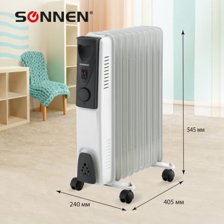 Обогреватель масляный SONNEN DFS-09, 2000 Вт, 9 секций, белый, 453499 Обогреватель масляный SONNEN DFS-09, 2000 Вт, 9 секций, белый, 453499