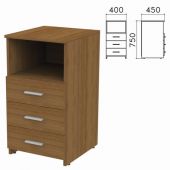 Тумба приставная "Канц", 400х450х750 мм, 3 ящика, полка, цвет орех пирамидальный, ТК31.9 Тумба приставная "Канц", 400х450х750 мм, 3 ящика, полка, цвет орех пирамидальный, ТК31.9