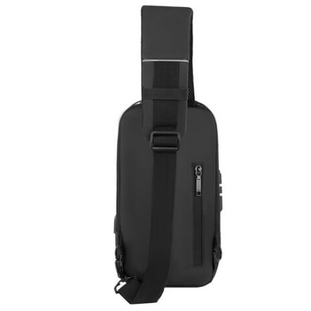 Рюкзак однолямочный HEIKKI FEATURE (ХЕЙКИ), кодовый замок, USB-порт, черный, 32x16x6 см, 273900