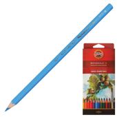 Карандаши цветные акварельные художественные KOH-I-NOOR "Mondeluz", 24 цвета, 3,8 мм, заточенные, европодвес, 3718024001KSRU Карандаши цветные акварельные художественные KOH-I-NOOR "Mondeluz", 24 цвета, 3,8 мм, заточенные, европодвес, 3718024001KSRU