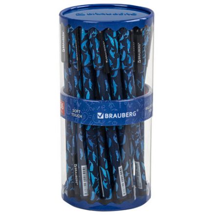 Ручка шариковая BRAUBERG SOFT TOUCH STICK "WHALE", СИНЯЯ, мягкое покрытие, узел 0,7 мм, 143709