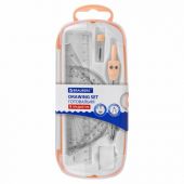 Готовальня BRAUBERG SCHOOL KIT, 8 предметов, циркуль 115 мм, чертежные принадлежности, персиковый цвет, 210704