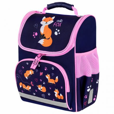 Ранец ПИФАГОР BASIC, 1 отделение, 3 кармана, эргономичная спинка, "Playing foxes", 35х28х18 см, 273136