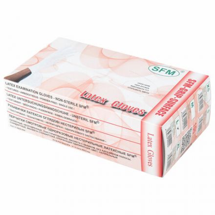 Перчатки латексные смотровые SFM Grip-Surface/ L 254 SC, Германия, 50 пар (100 штук), размер 8-9, L (большой)