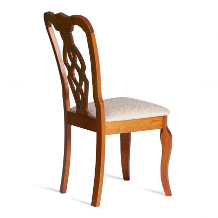 Стул Tetchair Афродита/ Aphrodite дерево гевея, 46х54х99см, Espresso (дуб в красноту), ткань кремовая с рисунком (А04)