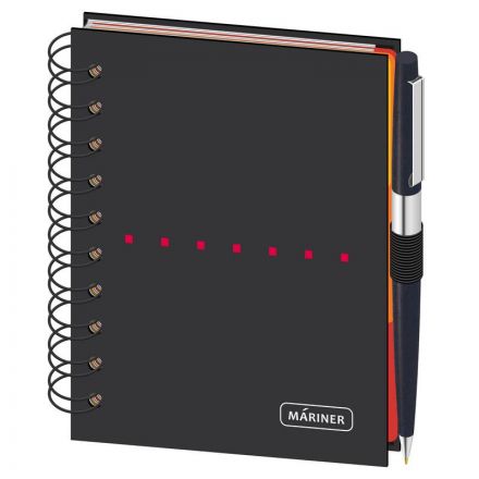 Бизнес-тетрадь Mariner Wisdom 7 А6 120 листов черная в клетку 3 разделителя на спирали (100х140 мм, дизайн 1)