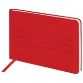 Еженедельник датированный 2026 МАЛЫЙ ФОРМАТ 105х160 мм, А6, BRAUBERG "Imprint", тиснение, красный, 117211