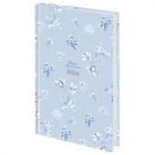 Ежедневник датированный 2026 145х215 мм, А5, STAFF, ламинированная обложка, "Blue Flowers", 117316