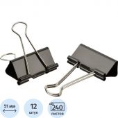 Зажимы для бумаг Attache 51 мм черные (12 штук в пакете)