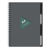 Тетрадь обложка пластик, А4 80 л., гребень, 4 разделителя, клетка, BRAUBERG, серый, 405365