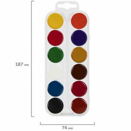 Краски акварельные медовые ПИФАГОР "ЭНИКИ-БЕНИКИ NEW", 12 цветов, картонная коробка европодвес, 192518 Краски акварельные медовые ПИФАГОР "ЭНИКИ-БЕНИКИ NEW", 12 цветов, картонная коробка европодвес, 192518