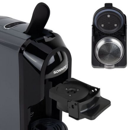 Кофемашина капсульная 3 в 1 для молотого кофе и капсул DOLCE GUSTO и NESPRESSO, SONNEN CM510G, 1450 Вт, 0,6 л, графит, 457339