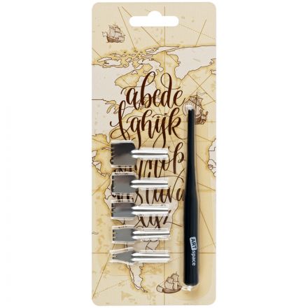 Держатель в комплекте с ширококонечными перьями ArtSpace, 5шт., блистер