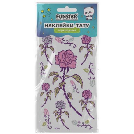 Наклейки-тату переводные "Блестящие", 15,5х9,5 см, ассорти 8 видов, FUNSTER (ФАНСТЕР), 666107