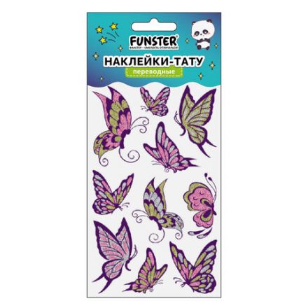 Наклейки-тату переводные "Блестящие", 15,5х9,5 см, ассорти 8 видов, FUNSTER (ФАНСТЕР), 666107