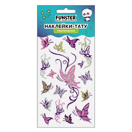 Наклейки-тату переводные "Блестящие", 15,5х9,5 см, ассорти 8 видов, FUNSTER (ФАНСТЕР), 666107