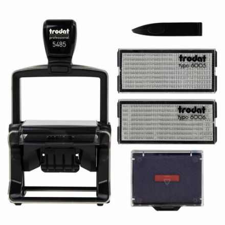 Датер самонаборный металлический, 6 строк+дата, оттиск 68х47 мм, сине-красный, TRODAT 5485, кассы в комплекте