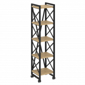 Loft Стеллаж на колесных опорах-5 полок VR.L-MST.K-5.4 Тиквуд светлый/Чёрный металл 400*400*1704