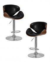 Набор 2 шт Стул барный DOBRIN KARTER, коричневое дерево, чёрный