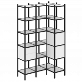 Loft Угловой внутренний стеллаж наборный VR.L-35 Белый бриллиант/Чёрный металл 1278*862*2280 Loft Угловой внутренний стеллаж наборный VR.L-35 Белый бриллиант/Чёрный металл 1278*862*2280