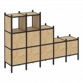 Loft Прямой стеллаж наборный VR.L-19 Тиквуд светлый/Чёрный металл 2110*446*1458