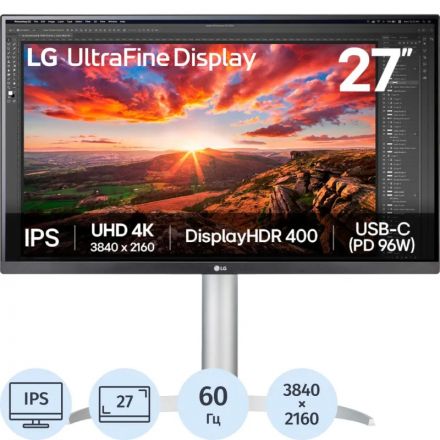 Монитор LG 27 27UP850K-W IPS 4K HDMI DP USB M/M HAS 60Hz 400cd Ex Монитор LG 27 27UP850K-W IPS 4K HDMI DP USB M/M HAS 60Hz 400cd Ex