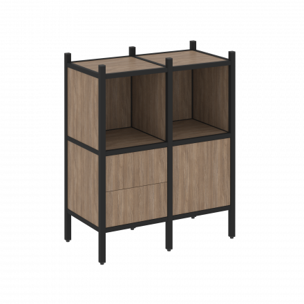 Loft Прямой стеллаж наборный VR.L-02 Дуб аризона/Чёрный металл 862*446*1047 Loft Прямой стеллаж наборный VR.L-02 Дуб аризона/Чёрный металл 862*446*1047