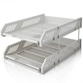 Лоток горизонтальный для бумаг Deli E9208 набор 2шт на металл.стерж серый