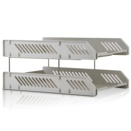 Лоток горизонтальный для бумаг Deli E9208 набор 2шт на металл.стерж серый Лоток горизонтальный для бумаг Deli E9208 набор 2шт на металл.стерж серый