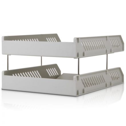 Лоток горизонтальный для бумаг Deli E9208 набор 2шт на металл.стерж серый Лоток горизонтальный для бумаг Deli E9208 набор 2шт на металл.стерж серый