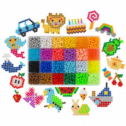 Аквамозаика 24 цвета 4200 бусин, с трафаретами, инструментами и аксессуарами, BRAUBERG KIDS, 664916