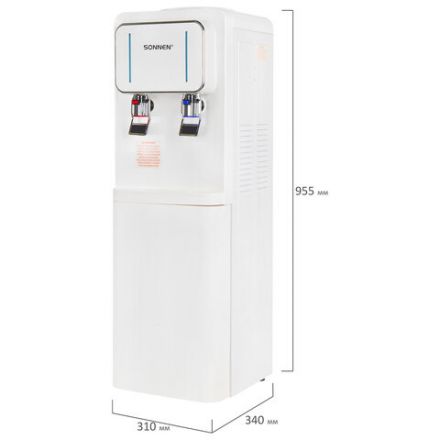 Кулер для воды SONNEN FSE-02Wc, напольный, НАГРЕВ/ОХЛАЖДЕНИЕ ЭЛЕКТРОННОЕ, шкаф, 2 крана, белый, 456167