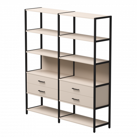 Набор стеллажных систем №7 Everprof EVO 1635x385x1840 Кашемир/Черный