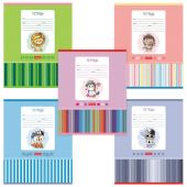 Тетрадь 12 л., HATBER, косая линия, обложка картон, "Мультяшки" (микс в спайке), 057242, 12Т5В6