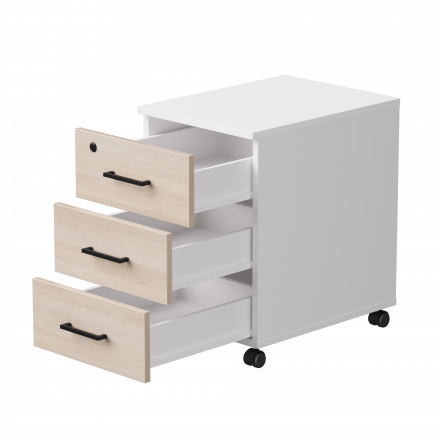 Тумба мобильная Everprof EVO 406х540х608 Белый/Белый/Дуб Соната