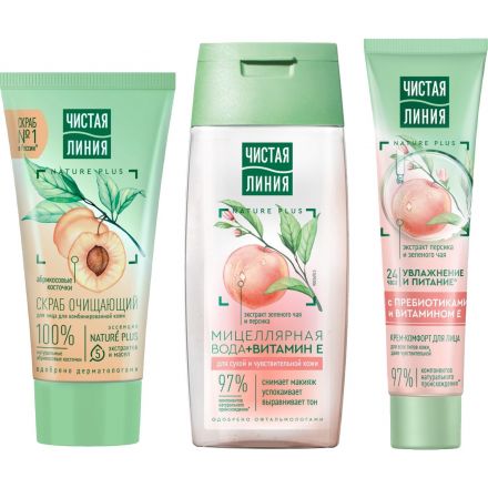 Подарочный набор Чистая линия женский крем, скраб, мицелярная вода